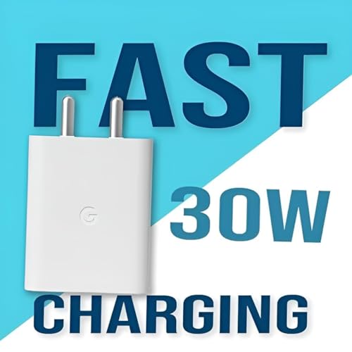 Image of Google 30W Type C Rapid Fast Charger Adapter for Pixel 9pro fold,9 pro XL,9 Pro /9 /8 Pro /8 /8a, Pixel 7 Pro /7 /7A, Pixel 6 Pro /6 /3a, Tablet and Other USB-C Mobile Device Support 30w Fast Charging, White