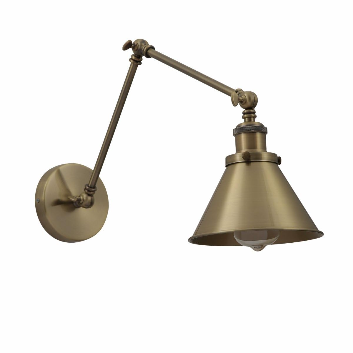Tekled Antique Brass Metal Hinged Cone Wall Light E27 Fitting