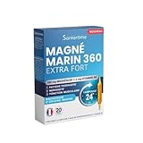 Santarome Bio - Magnésium Marin 360 Extra Fort - Complément Alimentaire Stress et Fatigue - Réduit la Fatigue & Diminue la Nervosité - Magnésium Marin - 20 Ampoules - Made In France - Végan
