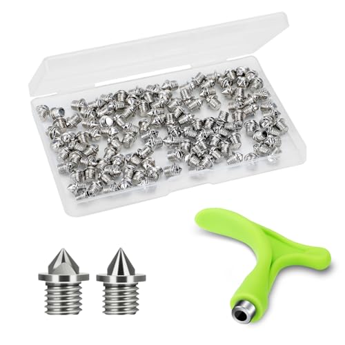 Nuolifee 1/8 Inch Track Spikes 120 Pcs 3.2mm Alloy Steel Shoe Spikes Replacements and Spike Wrench for Sports Running Track Shoes