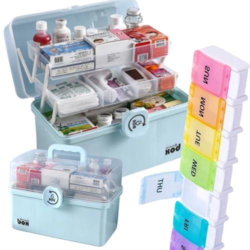 Hausapotheke Schrank 3-stufig - Medizinbox Erste-Hilfe-Koffer Pink 30x19x16cm