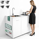 Shally Dogan Cucina Completa Monoblocco 120 x 60 x 85 cm, Piano Cottura a 2 Fuochi e Lavel...