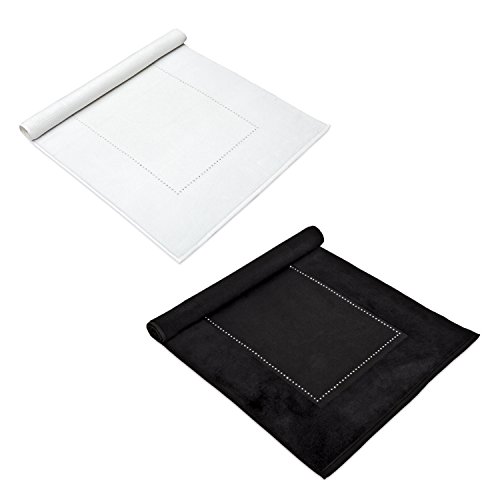 möve Crystal Collection bath mat 60 x 100 cm made of 50 % cotton / 50 % viscose from bamboo cellulose, decorated with Swarovski crystals (row), snow