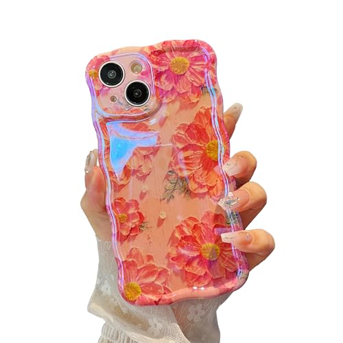 Coque iPhone 14 Plus motif floral peinture à l'huile pour un style rétro au quotidien