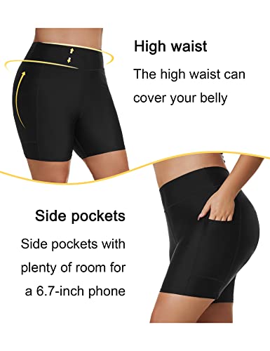 Tournesol Women's Plus Size Swim Shorts High Waisted Swimsuit Bottoms Tankini Boy Shorts Bathing Suit with Pocket4