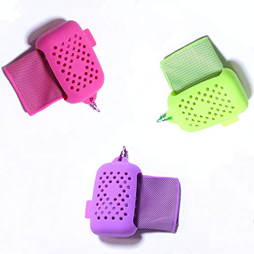 JINGKE 3 Pack Cooling Towel for Neck Workout Towel Sweat Towel Microfiber Towel Soft Breathable Chilly Towel for Sports Gym Yoga Running Camping Fitness Workout Travel with 3 Silicone Case