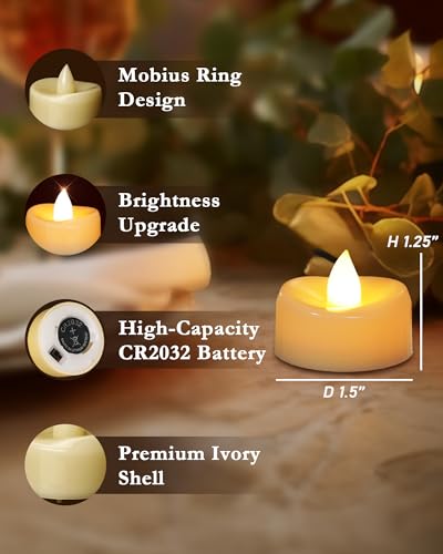 Image of merrynights Flameless Candles, 100 Pack LED Tea Lights Candles Battery Operated, Last 200+ Hrs Flickering Tea Lights, Flameless Tealight Candles for Halloween Diwali Fall Christmas Wedding