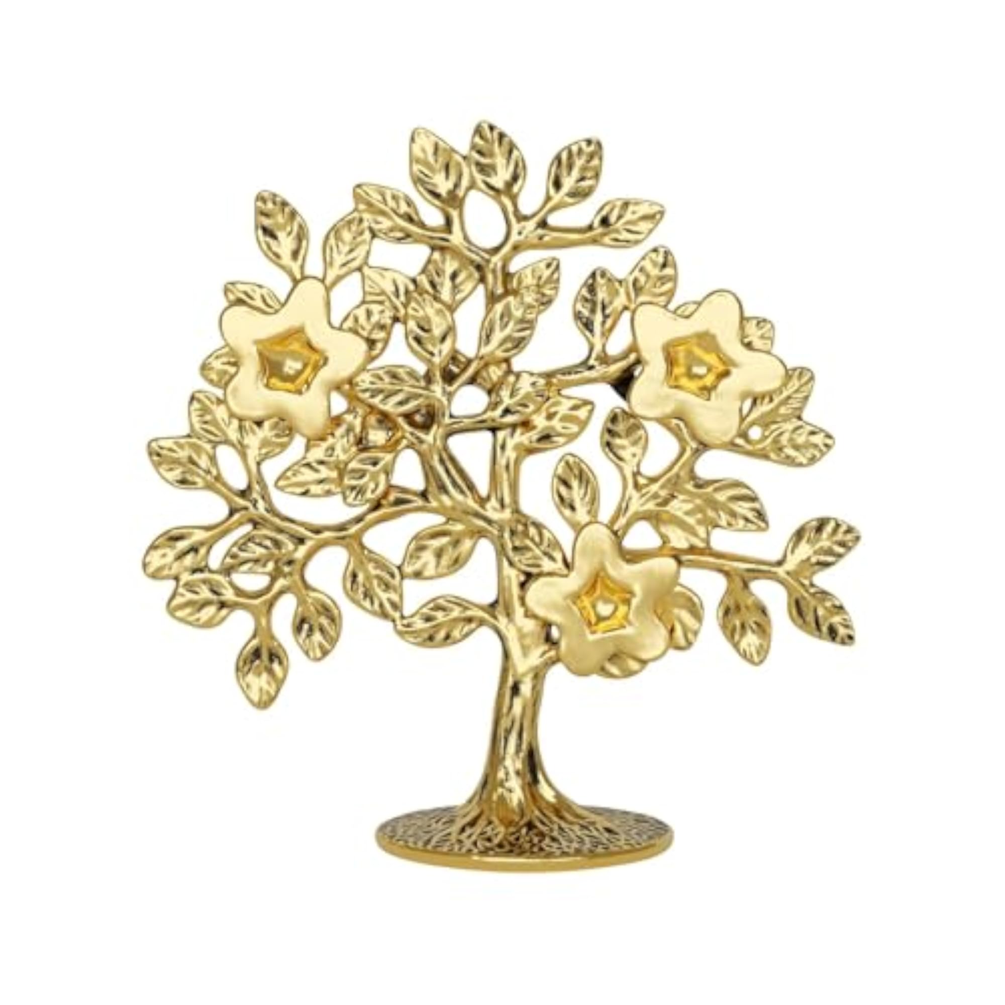 Decorative Metal Tree Sculpture with Flowers
