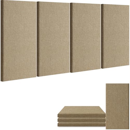 BUBOS Painéis acústicos de 4 peças, painéis de parede à prova de som de 61 x 30 cm, painéis autoades