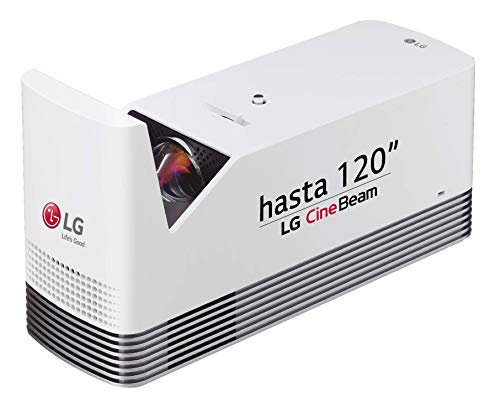 LG HF85LSR、短焦点プロジェクター (1920 x 1080 最大 120 インチ、レーザー光源、150,000:1、サウンド、3.5mm ミニジャック、RJ45 LAN、スマートシェア、Miracast)、Bluetooth、HDMI、USB、FHD 1500 UST ルーメン、ホワイト