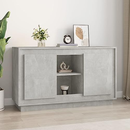 Yisssmeng Concrete Gray Sideboard Buffet Cabinet 40" Wide Engineered Wood