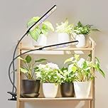 Aumtrly Grow Lights for Indoor Plants, 2 Head LED Full Spectrum Clip Grow Lamp with 6/12/16H Timer, 3 Light Mode, 5 Dimming, Black Gooseneck Plant Lights for Indoor Growing and Seed Starting