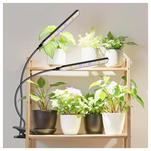 Aumtrly Pflanzenlampen, 2 Kopf LED Vollspektrum Clip on Pflanzenlicht für den Innenanbau mit 6/12/16 Stunden Timer, 5 Dimmstufen, 3 Lichtmodi, Schwarze Schwanenhals Wachstumslampe