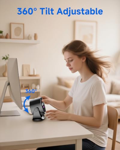 YOSHENMO Portable Desk Fan for Bedroom, Turbo Table Fans with smile icon LED Display, 6-inch, 5-Speed Strong Airflow, Low Noise, 360° Adjustable Tilt, Suitable for Home, Office, Outdoor, Ink Black - image 3