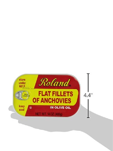 Miniatura 7 de Roland Foods Filetes de anchoa planos empaquetados en aceite de oliva, capturados silvestres de Marruecos, lata de 14 onzas (paquete de 2)