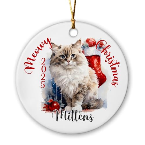 Ragdoll Cat Christmas Ornament with Custom Name