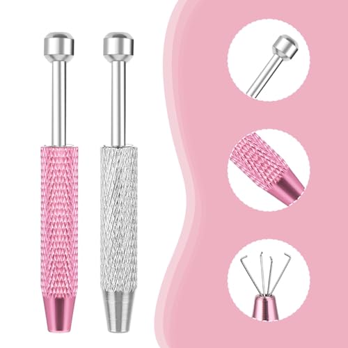 2 Stück Piercing Ball Greifer Piercing Kugel Zange Piercing Kugel Aufdreher Piercing-Ball-Halter, Juwelier-Aufnehmwerkzeug, Kleinteile-Greifer für Die Schmuckherstellung (Pink, Silber)