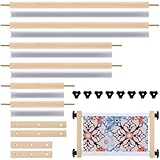 DoubleFill Cross Stitch Scroll Frame Set with Plastic Clamps Beech Hardwood Different Sizes Embroidery Frames Needlepoint Cross Stitch Holder Square Embroidery Hoop Holder for Sewing Projects