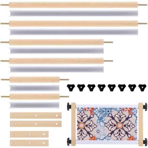 DoubleFill Cross Stitch Scroll Frame Set with Plastic Clamps Beech Hardwood Different Sizes