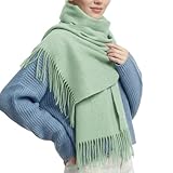 PFLife Bufanda de Lana para Mujer 200×70cm Tacto Cachemira Invierno Grande Suave Caliente Regalo con Caja Chal y Manta Elegante (Verde Pistacho)