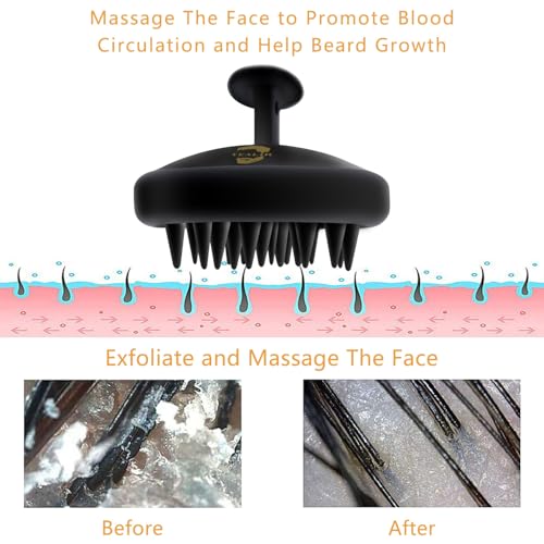 Beard Brush for Men, Silicone Beard Scrubber, Deep Cleans, Hair & Beard Exfoliator Helping Beard Shampoo Better Clean the Beard, Good Helper for Beard Oil - Eco & Reusable - Image 2