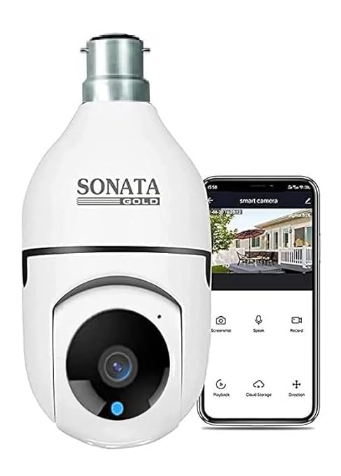 SONATA GOLD WI-FI Full HD 1080P Wireless CCTV Smart Security Camera with Live Streaming Night Vision Function Motion Sensor Alarm Detector 2 Way Audio &Video Communication Camera