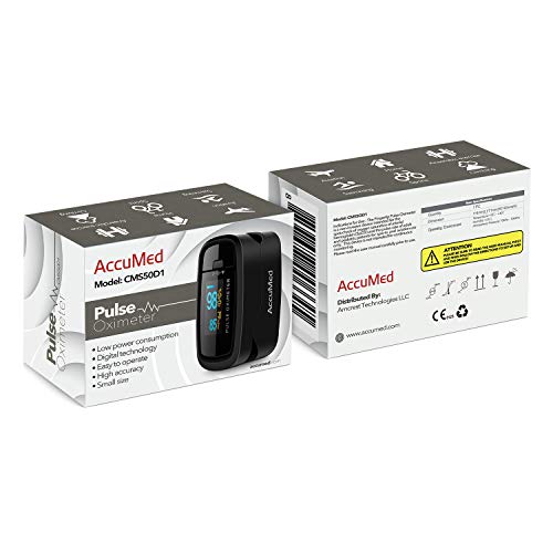 Accumed Cms-50D1 Fingertip Pulse Oximeter Blood Oxygen Sensor Spo2 For Sports And Aviation. Portable And Lightweight With Led Display, 2 Aaa Batteries, Lanyard And Travel Case (Black) #TOP4