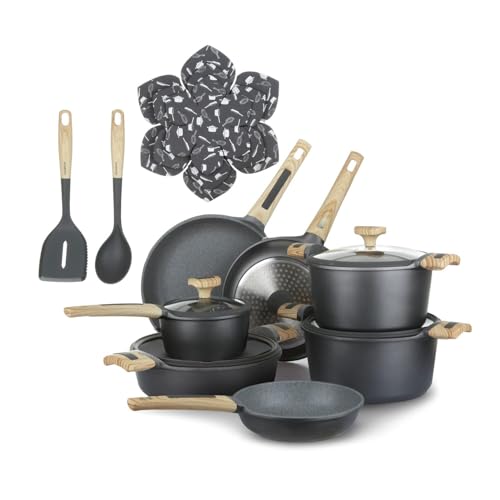 KASANOVA batterie de casseroles à induction Evolution, antiadhésives, casseroles pour induction et toutes les plaques de cuisson, haute qualité (16 pièces)