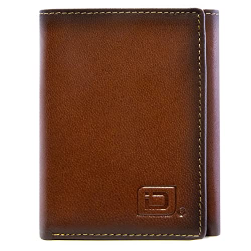ID Stronghold Extra Capacity Trifold Wallet for Men - RFID Blocking Genuine Leather Wallet (Antiqued Brown)