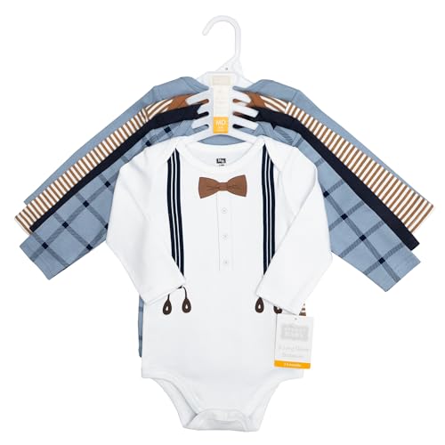 Image of Hudson Baby baby-boys Cotton Long-sleeve Bodysuits 5-pack