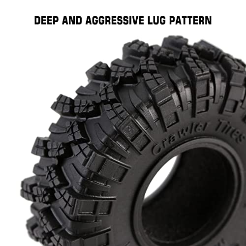 Injora 1.0 Tires-S5 Mud Terrain Crawler Tires For Trx4M Scx24 Fcx24 Ax24 Upgrade Parts, 62 * 20.5Mm,T1007 #TOP2