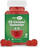 Maxi-Health Vitamin D3 Gummies 1000iU (60 Chewables) Cherry Flavor Supplement for Kids & Adults | Fortify Skin, Muscle, Joint, Immune System Health | Non-GMO, Gluten Free