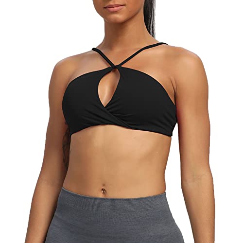 Aoxjox Women's Workout Sports Bras Fitness Adjusted Ariel Halter Bra Yoga Crop Tank2