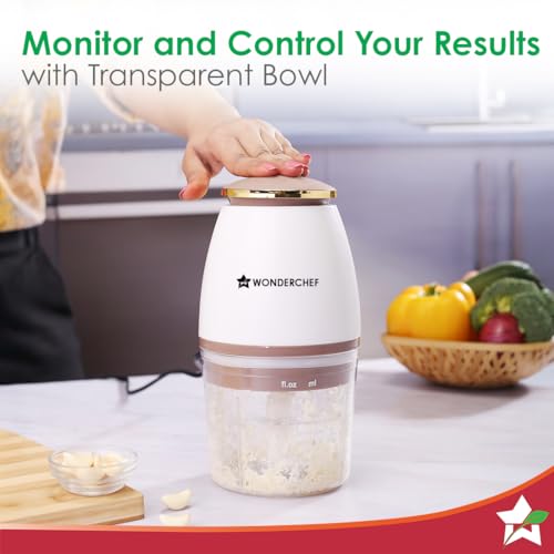 Wonderchef Nutri-chop Pearl Electric Chopper | 4 Sharp Stainless Steel Blades | 700ml | 350W | Chop and Mince Vegetables, Meat, Blends Dips | Low Noise | Light-weight | 2-Year Warranty 4 41hln53aW7L
