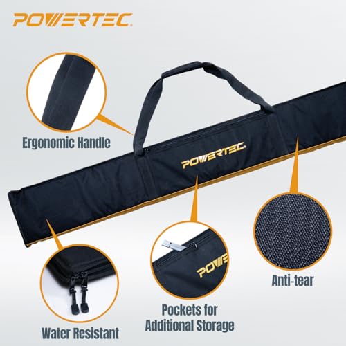 Image of POWERTEC 110 inch Track Saw Guide Rail Kit for Makita and Festool, Includes 2PK 55 inch Guide Rails, Protective Guide Rail Bag, 2PK Guide Rail Connectors, and 2PK Track Saw Clamps (71885)