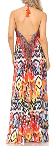 Image of Sakkas Lizi Womens Maxi High-Low Halter Handkerchief Long Dress Beach Party