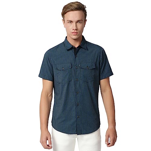 Image of Thomas Scott Men 100% Cotton Regular | Half Sleeve | Dounble Pocket | Checks Printed | | Casual | Shirts