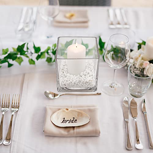 Yaomiao KAS-YAOMIAO-0375 8 Pieces Square Glass Vase 6X 6 X 6 Inch Clear Cube Vase Wedding Flower Vase Floating Candle Holders thumb #4
