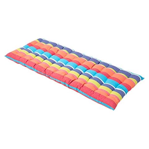 HOMESCAPES Multi-Colour Stripe Garden Bench Cushion Cover