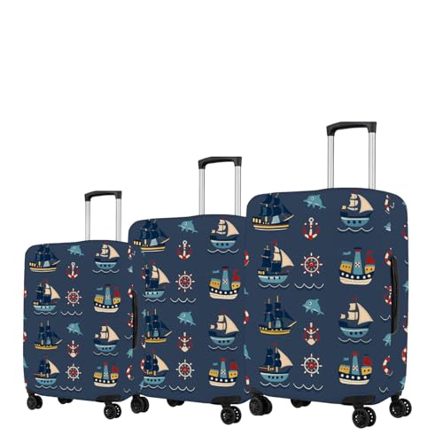 Image of Printed Travel Luggage Cover for Suitcase - Stretchable & Scratchproof Trolley Bag Protector (new 11 Blue Ocean)