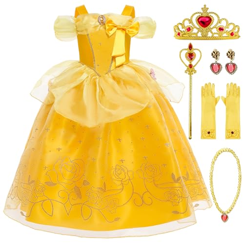 XfozDM - Vestido de princesa con accesorios de tul para fiesta de Halloween, Navidad, fiesta, carnaval, cosplay, vestido de noche, 3 – 8 años, 120 cm