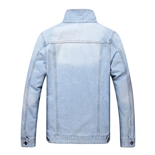 Image of Mens Denim Jacket Ripped Slim Jean Jacket Coat for Men