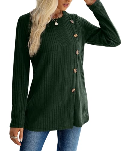 Image of XIEERDUO Long Sleeve Tops for Women Tunics Buttons Front Slit