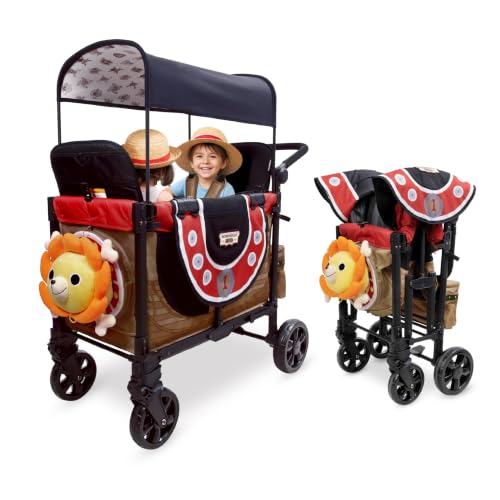 Image of WONDERFOLD W2 Elite Pro Limited Edition ONE PIECE Thousand Sunny Stroller Wagon 2 Seater - Collapsible Wagon Stroller with Seats w / 5-Point Harnesses, Easy Access Zipper Door, and Removable Sun Canopy