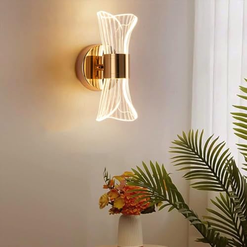 Image of Groeien Pack of 2 |12W | 3 Color LED Nordic Sconce Luxe Wave Transparent Indoor Home Acrylic Wall Lamp for Bedroom Living Room Corridor Lighting Fixtures Wall Mount(Warm+Natural+Coolwhite)