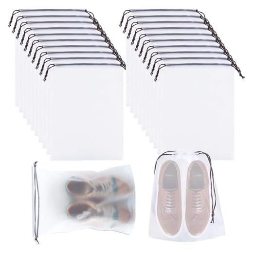 20 Piezas Bolsa Zapatos Viaje Transparente, Bolsas Zapatos Almacenaje, Bolsa de Almacenamiento de Zapatos Resistente al Agua, Ahorro de Espacio, Drawstring Shoe Bags para Viajes Hogar 40 X 30 cm