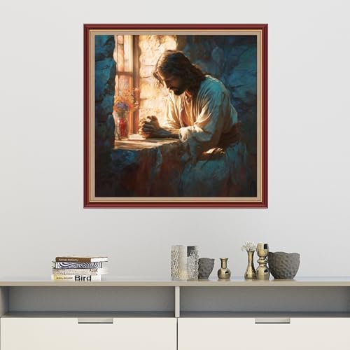 Image of Dooxvey Cross Stitch Kits for Adults Beginners,Full Range of Cross-Stitch Stamped Kits Needlepoint Kits for Beginners Embroidery Kits 11CT Cross Stitch Patterns-Jesus' Prayer 18x18 inch