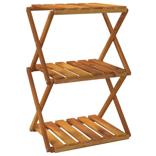 Estantería plegable de madera de acacia con 3 niveles 2