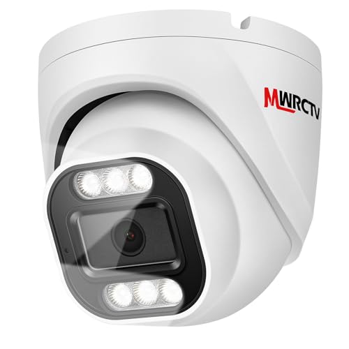 4K Security Audio Dome Camera 8MP (2160P) Smart Dual Light PoE Turret AI Human Detection 2.8mm 106° Wide Angle Lens Color Night Vision Built-in Mic IP67 Waterproof Compatible with NVR