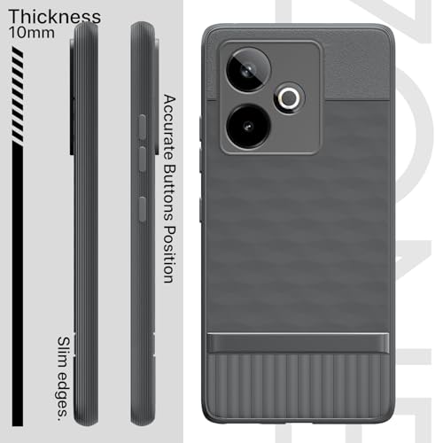 Image of Pikkme Back Cover for Realme GT 7 5G / GT 7T 5G Soft Grip 3D Hexa Cube Texture Silicone Bumper Case (Grey)